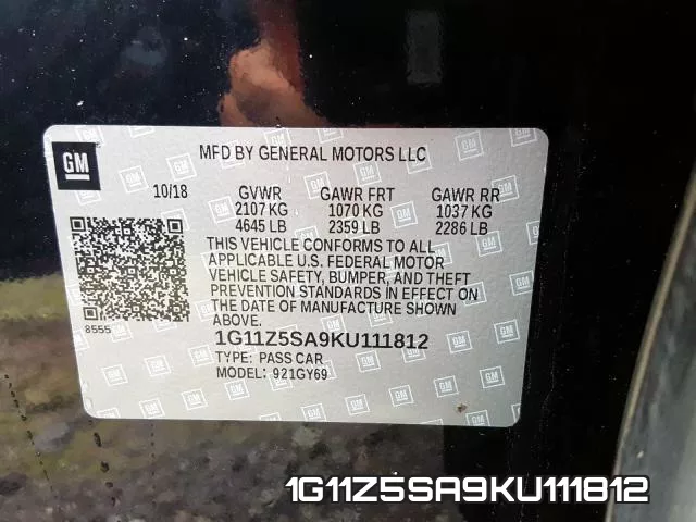 1G11Z5SA9KU111812 фото 2