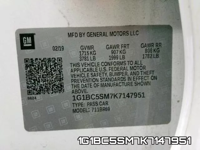 1G1BC5SM7K7147951 фото 2