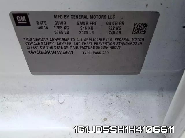 1G1JD5SH1H4106611 фото 2