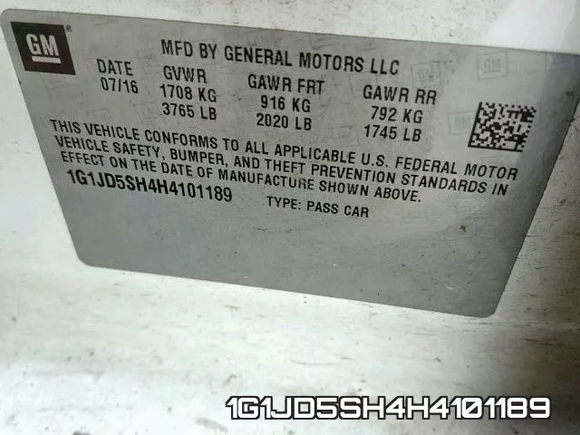 1G1JD5SH4H4101189 фото 2