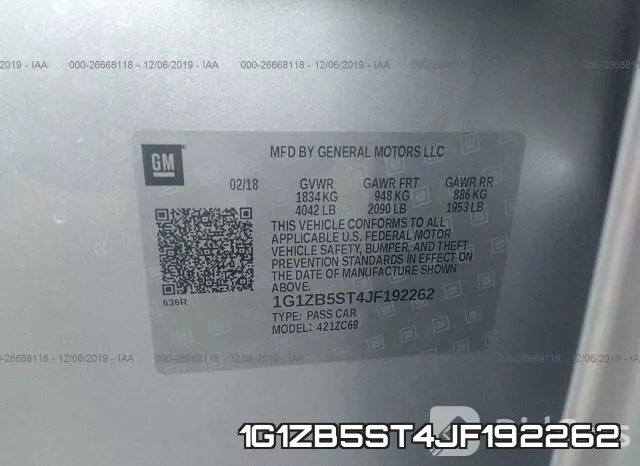 1G1ZB5ST4JF192262 фото 10