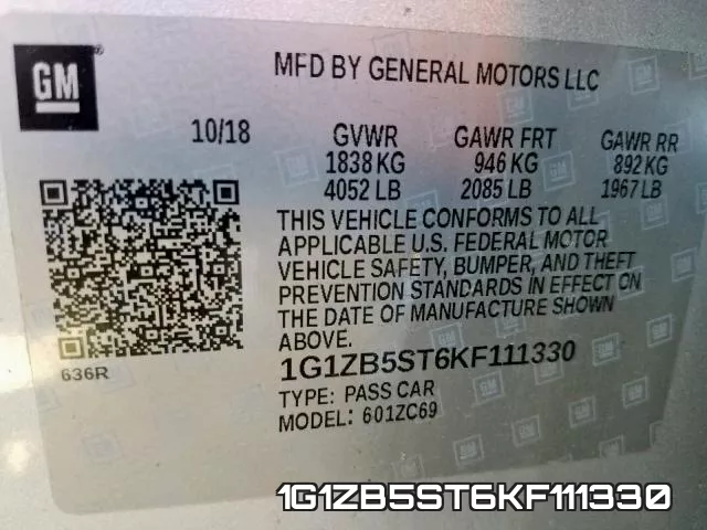 1G1ZB5ST6KF111330 фото 2