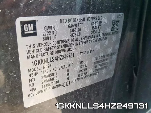 1GKKNLLS4HZ249731 фото 2