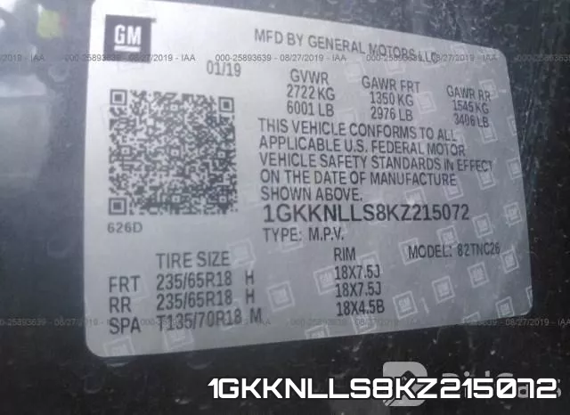 1GKKNLLS8KZ215072 фото 10