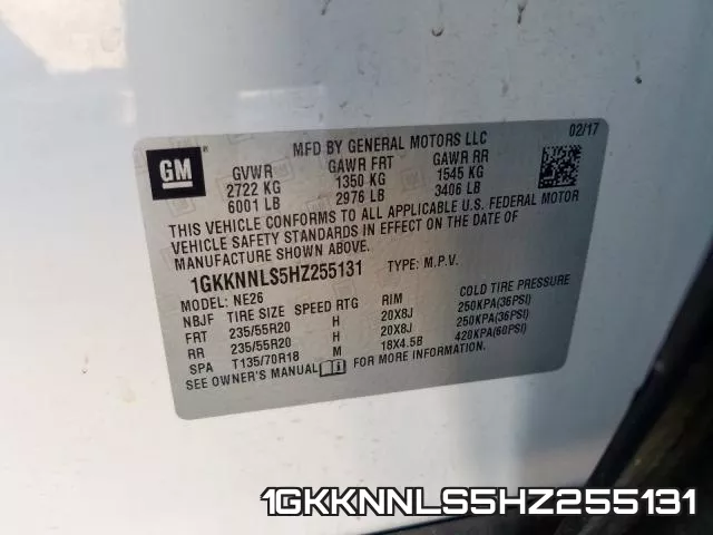 1GKKNNLS5HZ255131 фото 2