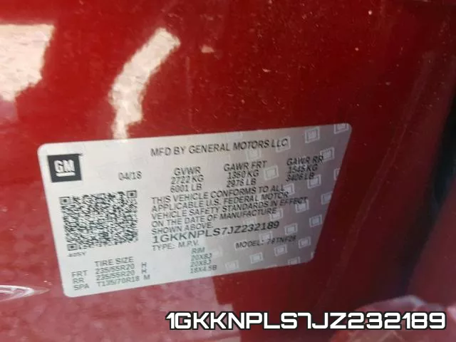 1GKKNPLS7JZ232189 фото 2