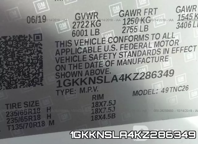 1GKKNSLA4KZ286349 фото 10