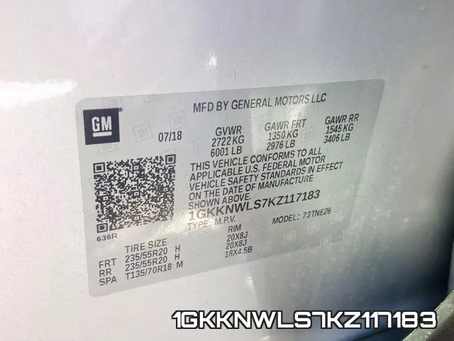1GKKNWLS7KZ117183 фото 2
