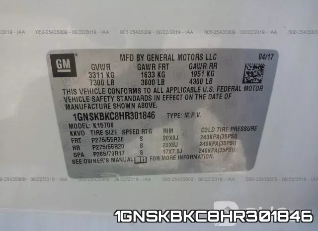 1GNSKBKC8HR301846 фото 10