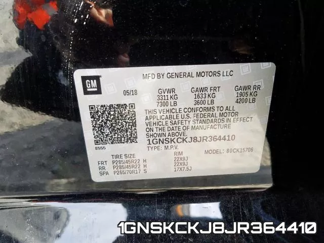 1GNSKCKJ8JR364410 фото 2