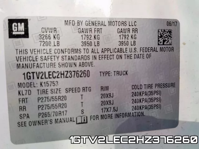 1GTV2LEC2HZ376260 фото 2