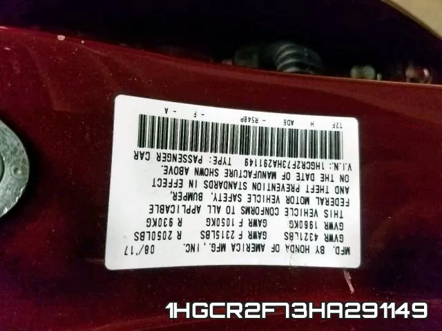 1HGCR2F73HA291149 фото 2