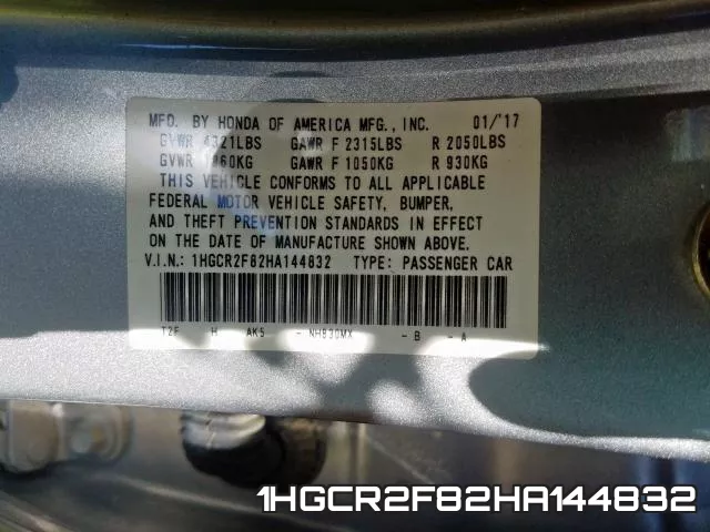 1HGCR2F82HA144832 фото 2