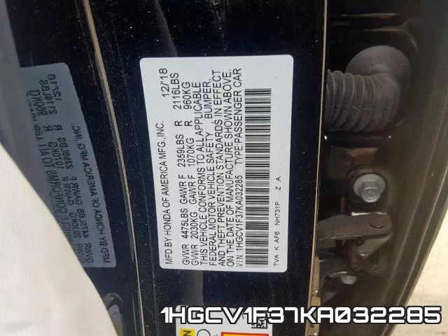 1HGCV1F37KA032285 фото 2