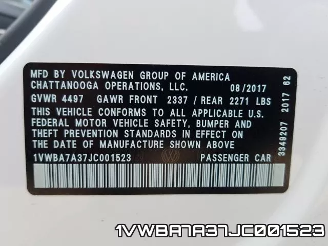 1VWBA7A37JC001523 фото 2