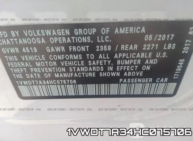 1VWDT7A34HC075706 фото 10