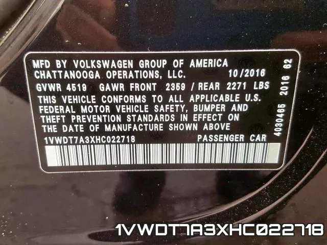 1VWDT7A3XHC022718 фото 2