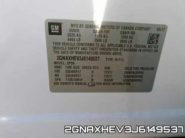 2GNAXHEV3J6149537 фото 2