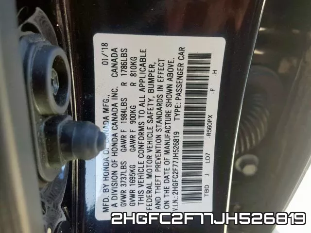 2HGFC2F77JH526819 фото 2