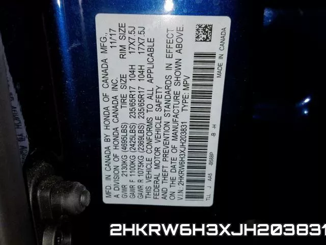 2HKRW6H3XJH203831 фото 2