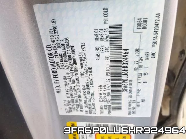 3FA6P0LU6HR324964 фото 2