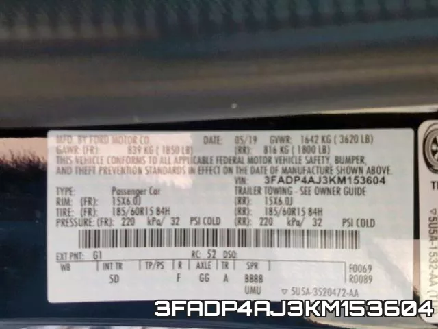 3FADP4AJ3KM153604 фото 2