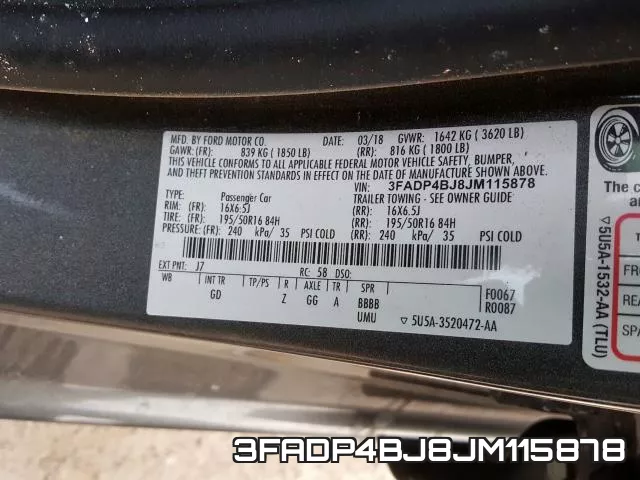 3FADP4BJ8JM115878 фото 2