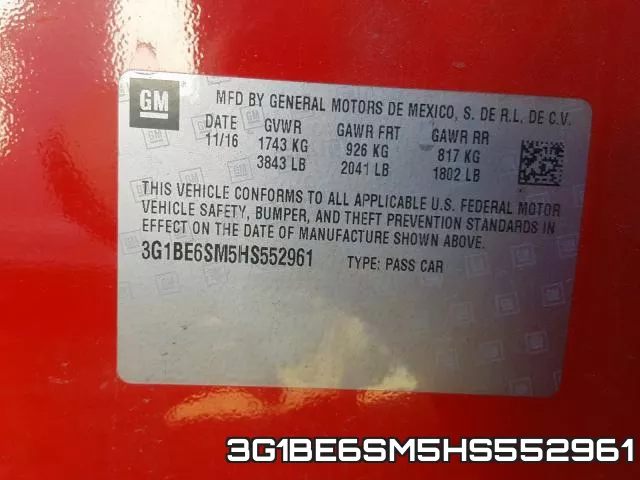 3G1BE6SM5HS552961 фото 2
