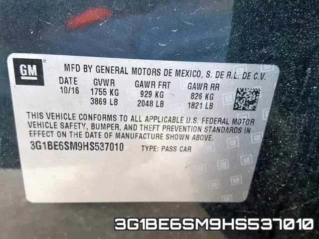 3G1BE6SM9HS537010 фото 2