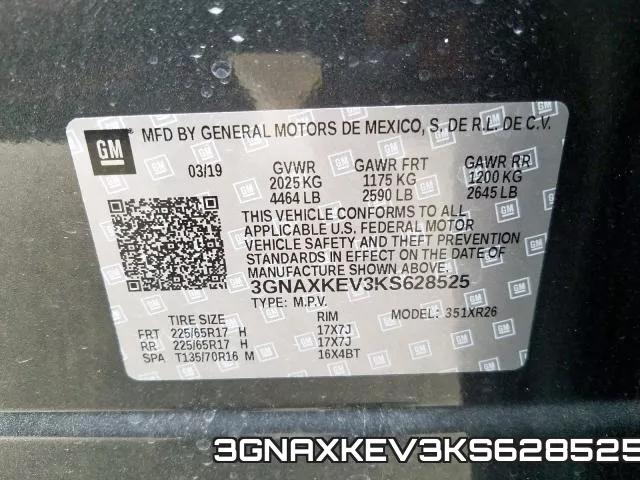 3GNAXKEV3KS628525 фото 2
