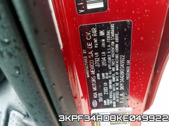 3KPF34AD8KE049922 фото 2