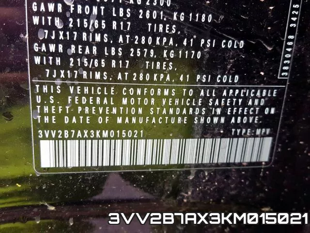3VV2B7AX3KM015021 фото 2