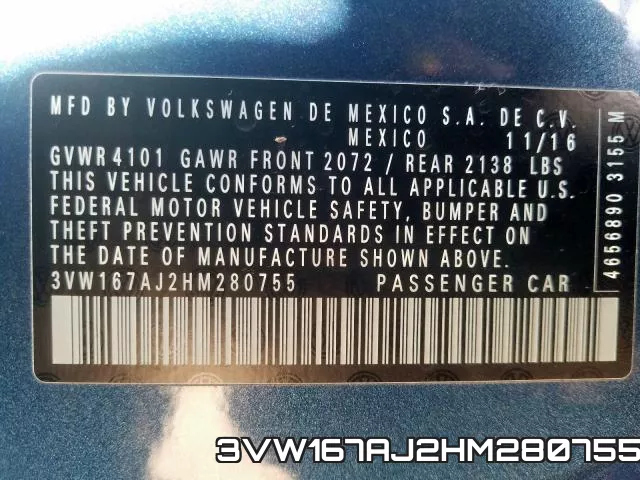 3VW167AJ2HM280755 фото 2