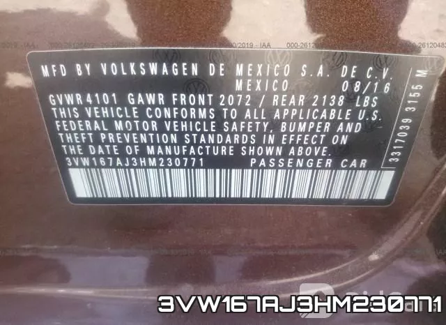 3VW167AJ3HM230771 фото 10
