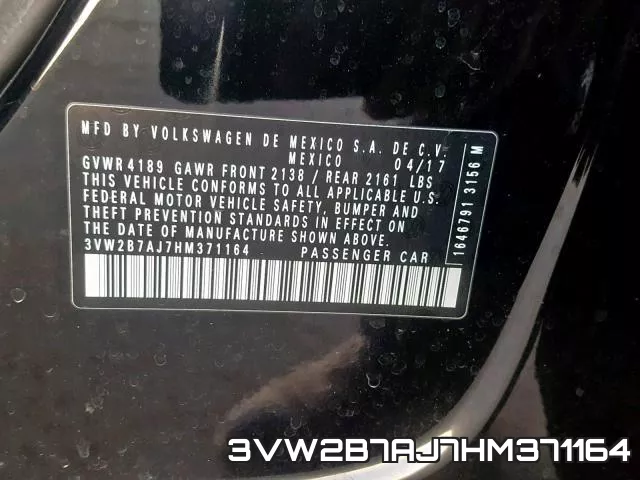 3VW2B7AJ7HM371164 фото 2