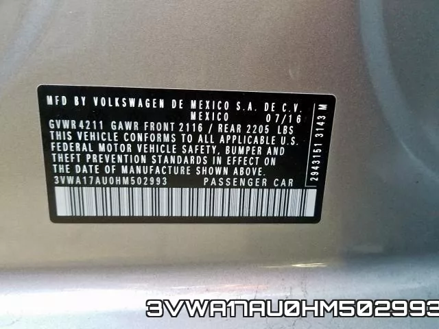 3VWA17AU0HM502993 фото 2