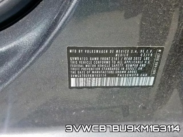 3VWCB7BU9KM163114 фото 2