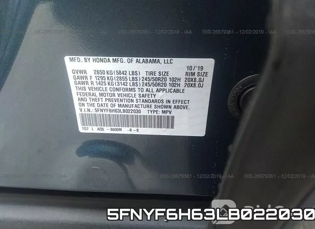 5FNYF6H63LB022030 фото 10