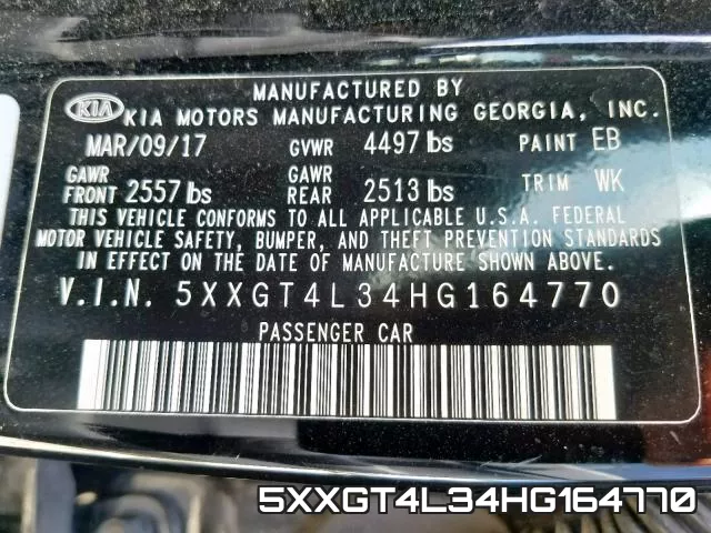 5XXGT4L34HG164770 фото 2