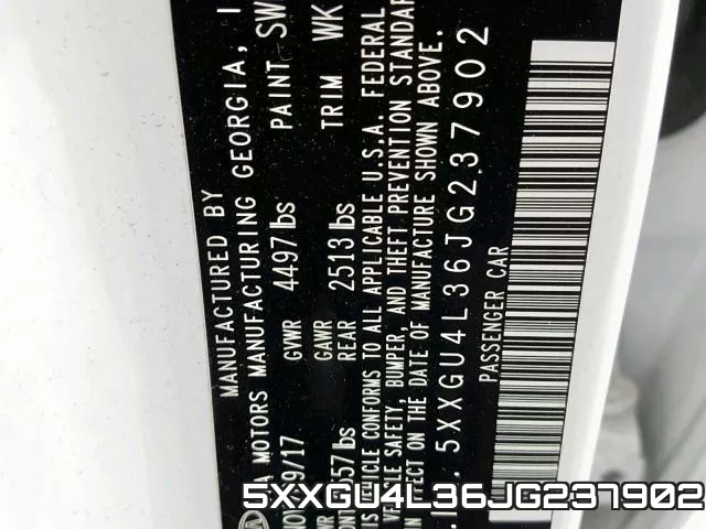 5XXGU4L36JG237902 фото 2