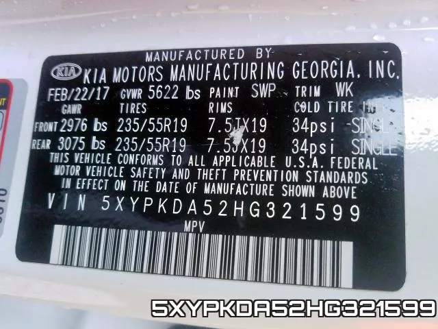 5XYPKDA52HG321599 фото 2