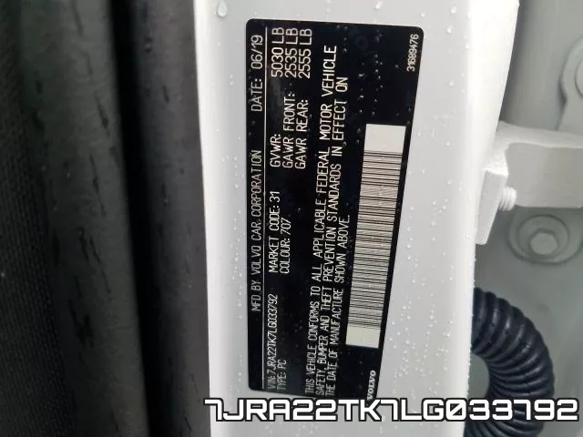 7JRA22TK7LG033792 фото 2