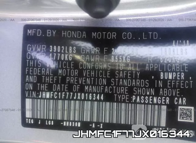 JHMFC1F77JX016344 фото 10