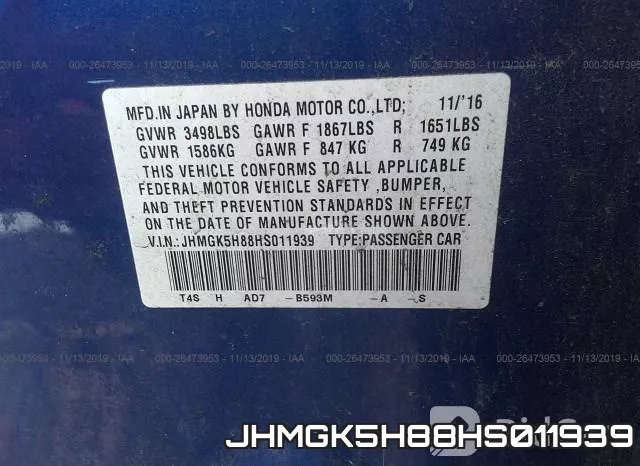 JHMGK5H88HS011939 фото 10