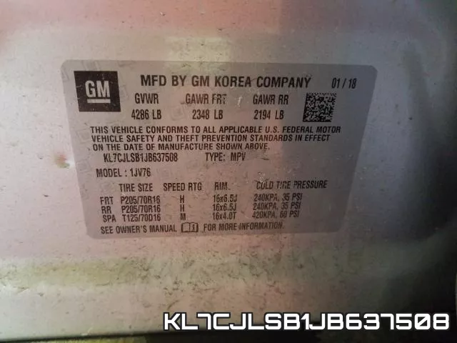 KL7CJLSB1JB637508 фото 2