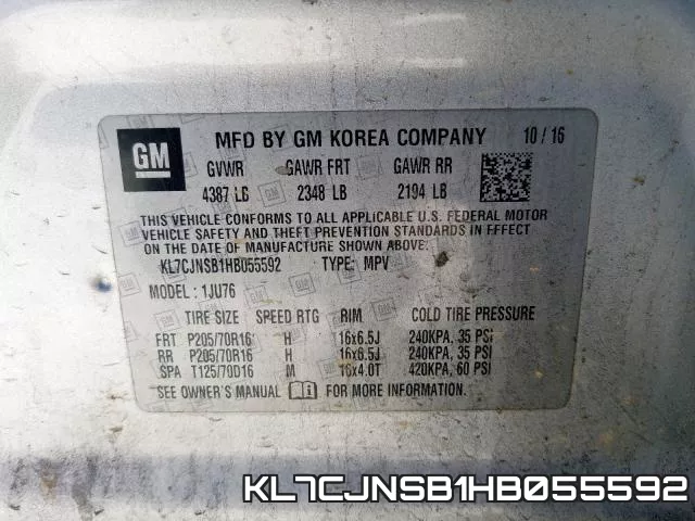 KL7CJNSB1HB055592 фото 2