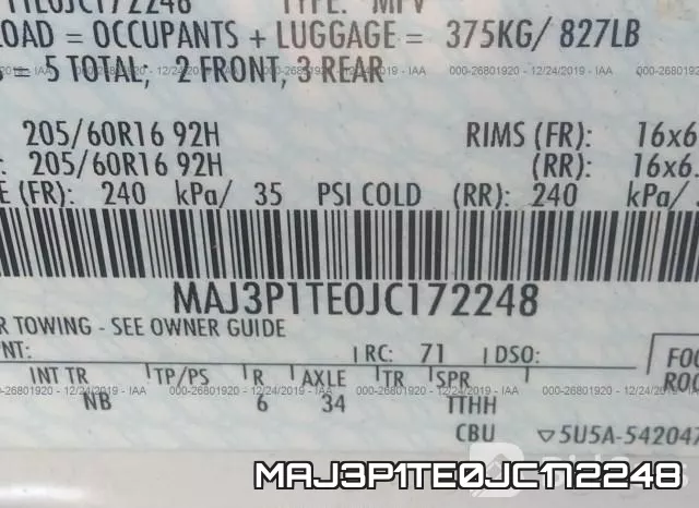 MAJ3P1TE0JC172248 фото 10