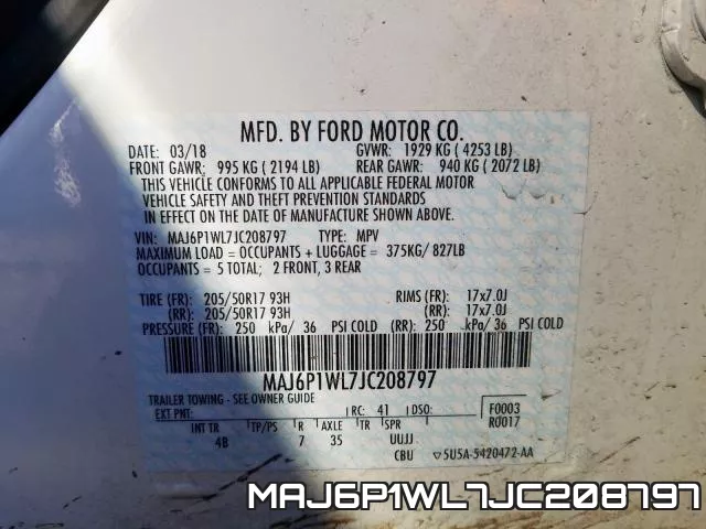 MAJ6P1WL7JC208797 фото 2