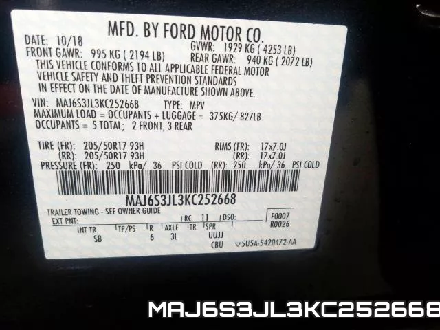 MAJ6S3JL3KC252668 фото 2