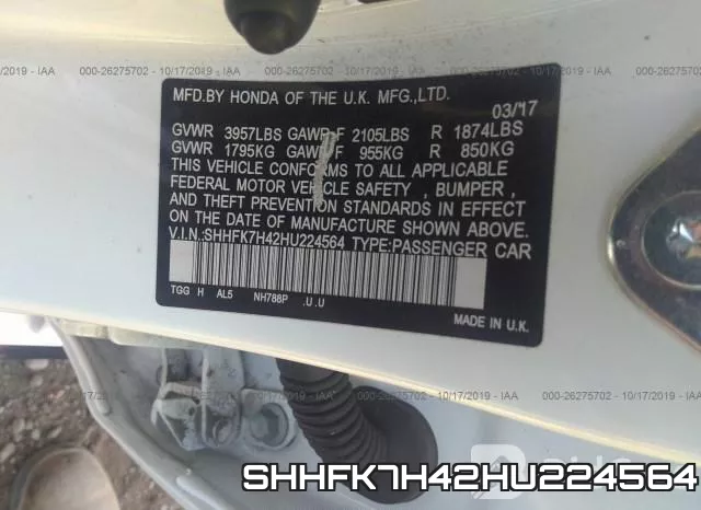 SHHFK7H42HU224564 фото 10